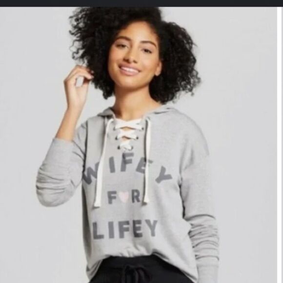 LOVE & CHERISH "WIFEY FOR LIFEY" HOODED SWEATSHIRT- SIZE S - Picture 2 of 4
